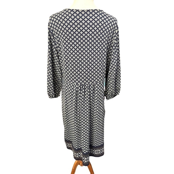 Lands’ End Plus-Sized Navy Blue Patterned Dress Size 1X - Picture 2 of 13